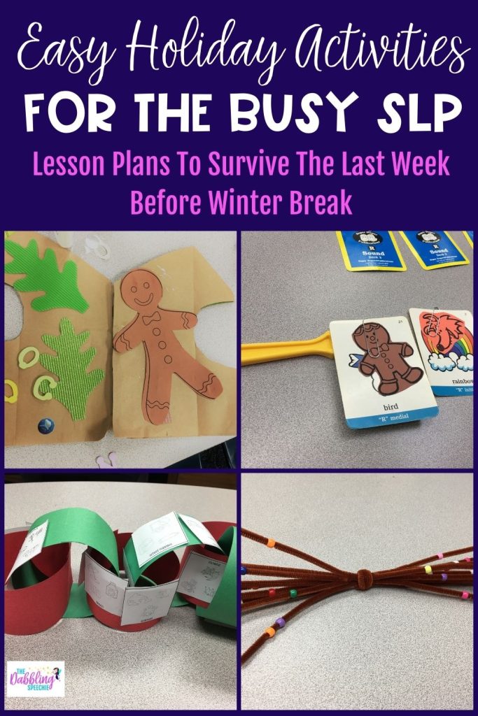 Fun and easy Christmas speech therapy activities for preschool and elementary