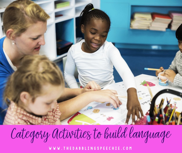 category activities to build language and vocabulary in speech therapy.