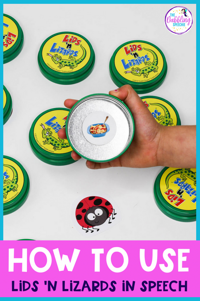 Lids 'N Lizards game is a language game that can be adapted to use for a lot of different goals for speech therapy. Make speech therapy more engaging for your students while helping them meet their speech and language goals!