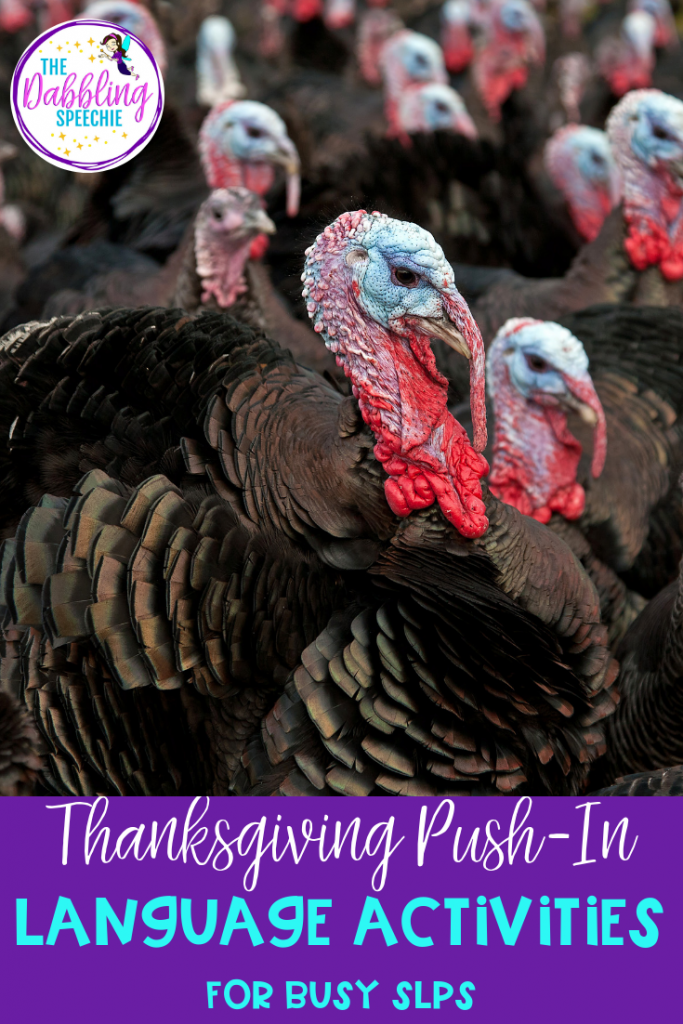 Thanksgiving speech therapy push-in lesson plan for preschool and kindergarten