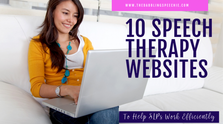 These are the 10 speech therapy websites that I use to help me be efficient as a busy SLP. We serve students better when we have access to good speech therapy resources. #slpeeps #schoolslp #speechies #slp #dabblingslp #sped #speechtherapy #schoolslp #cfyslp