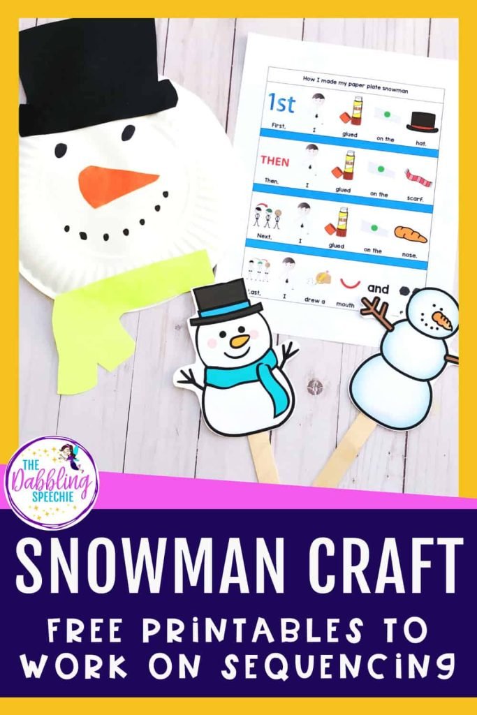 Fun snowman speech therapy craft for preschool