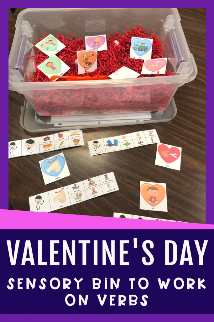 Valentine's Day sensory bins for preschool speech therapy