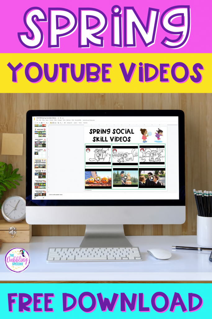 spring speech therapy activities with YouTube videos