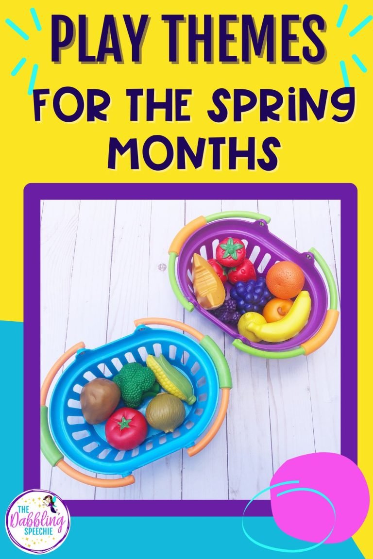 Play themes to do with the spring season for preschool speech therapy.