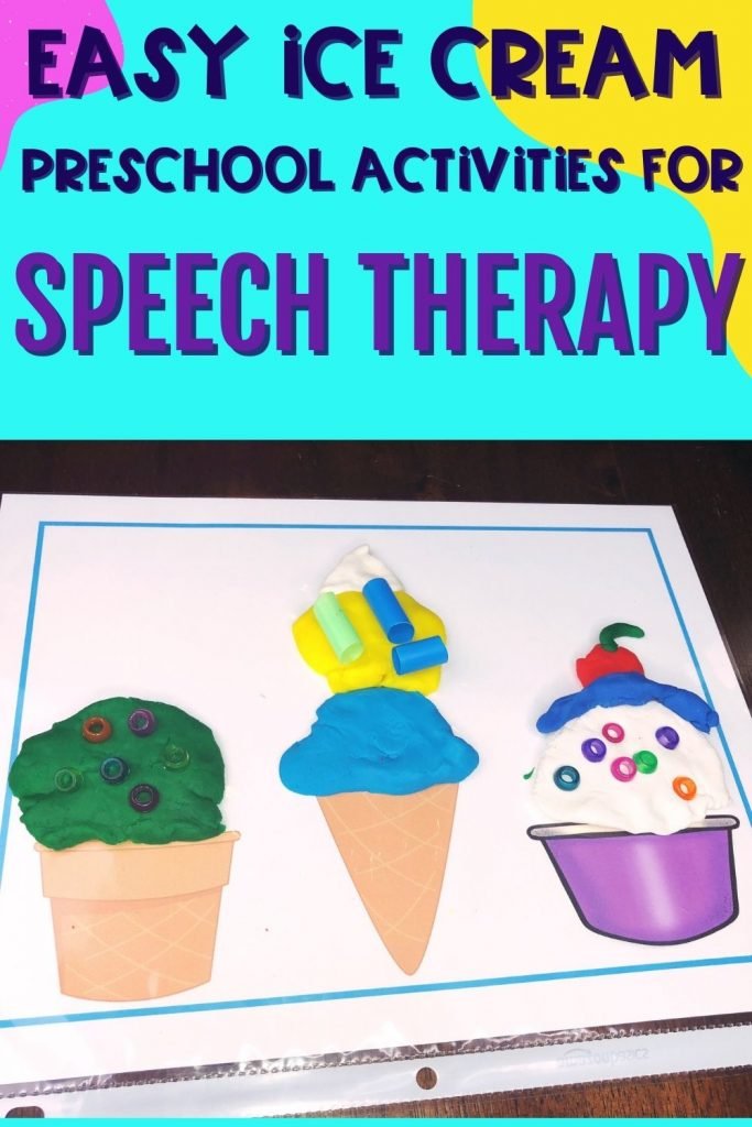 Fun and engaging ice cream preschool activities for play-based speech therapy.