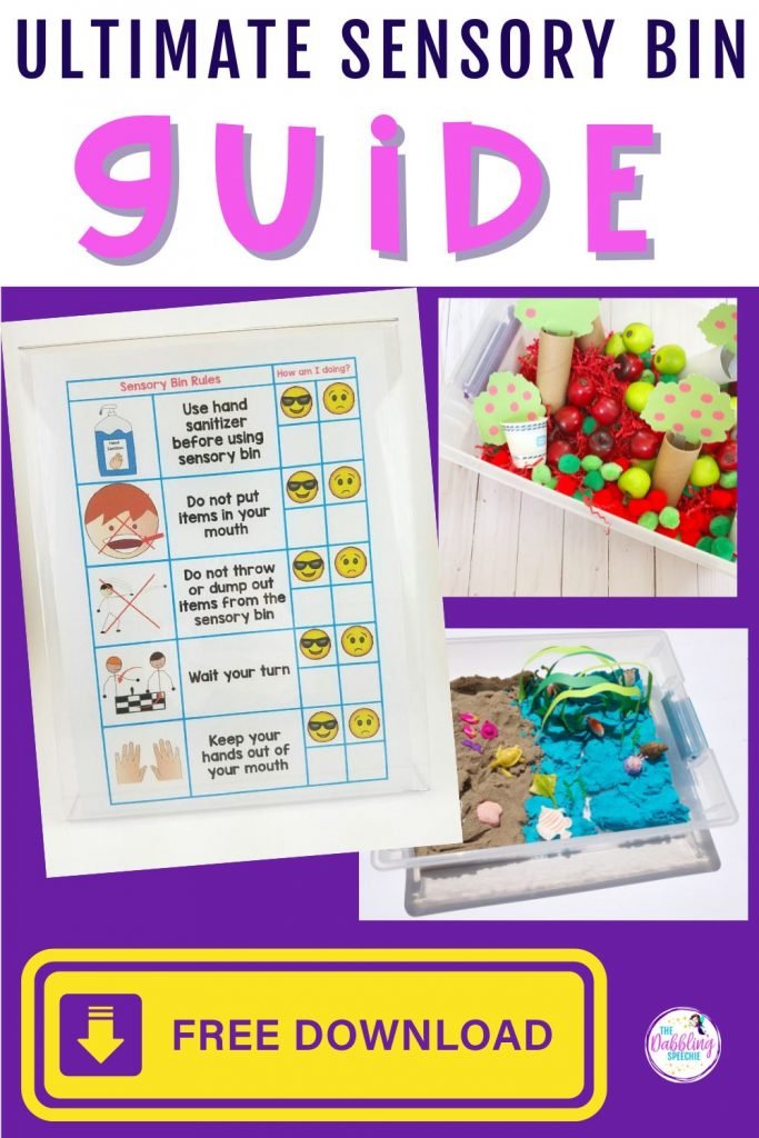 sensory bins speech therapy guide to help you make your bins with less stress.