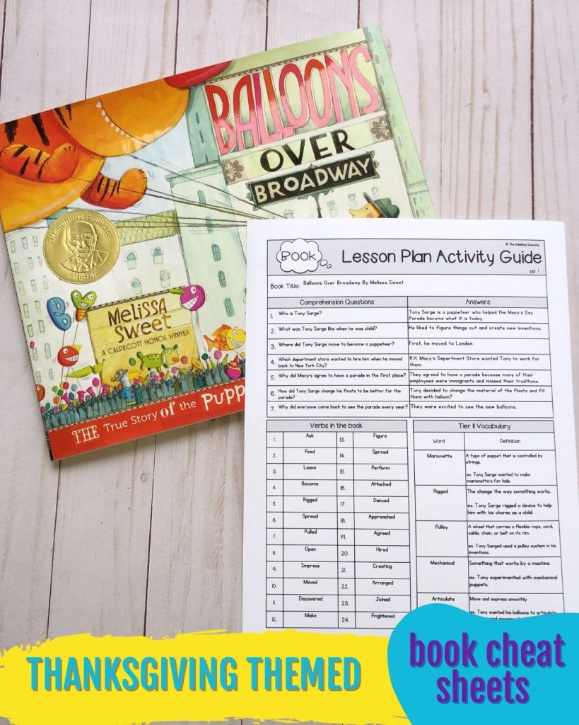 Thanksgiving speech and language activities