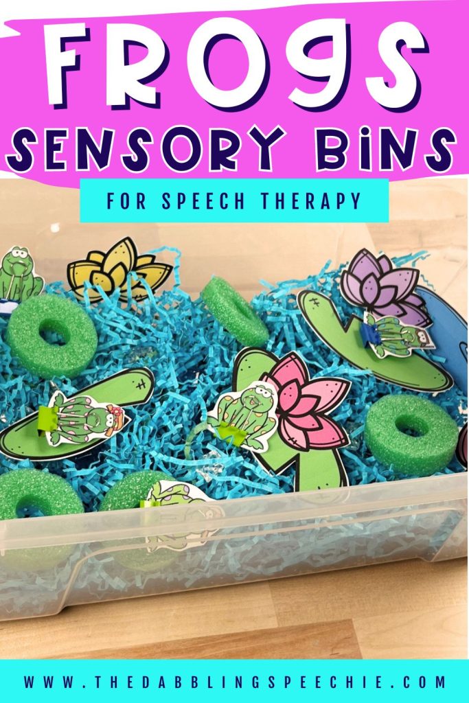Get all the tips for making frog sensory bins in your play-based speech therapy sessions.
