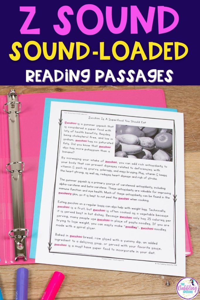 Z sound-loaded reading passages