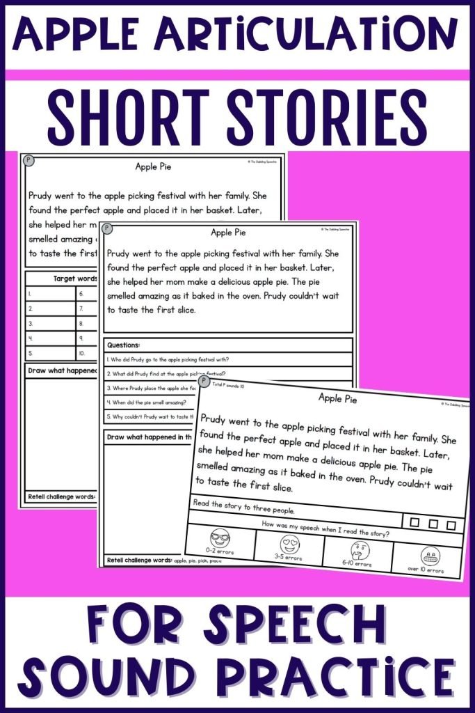 Apple articulation short stories for carryover in reading.