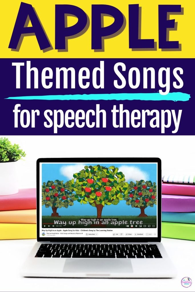 Fun apple speech therapy songs for preschool and kindergarten.