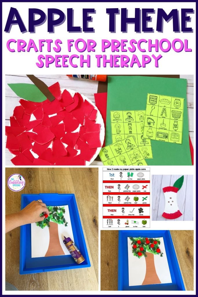 Get simple apple themed crafts for preschool speech therapy.