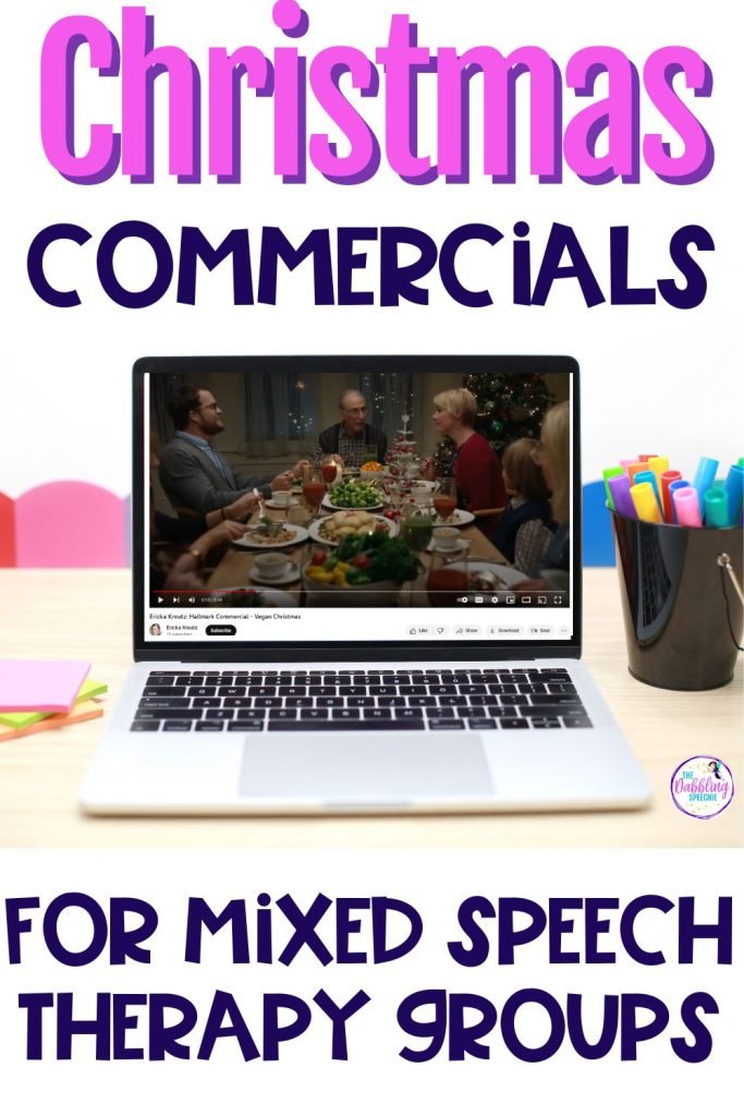 Get a list of the BEST Christmas commercials for speech therapy.