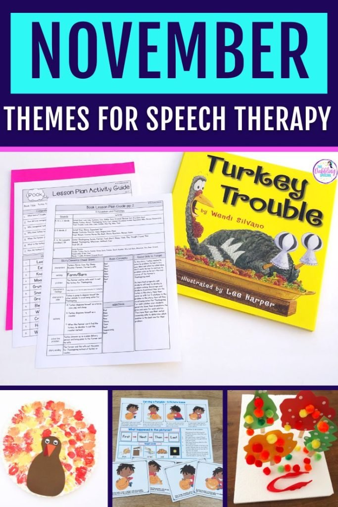 Thanksgiving speech therapy activities to use the month of November.