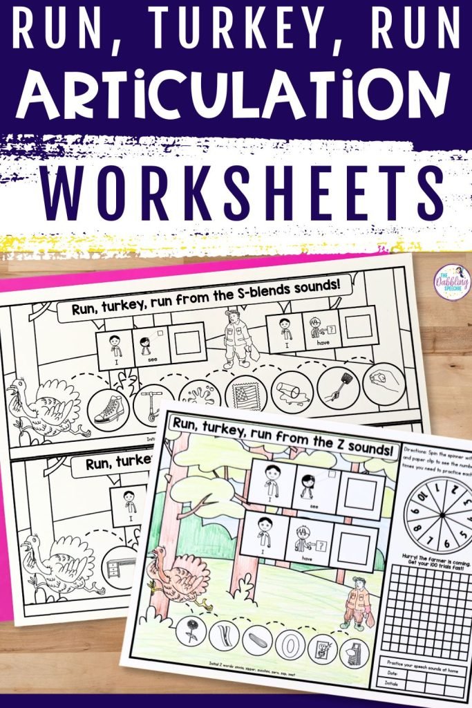 Run, turkey, run articulation activities for your Thanksgiving speech therapy unit.