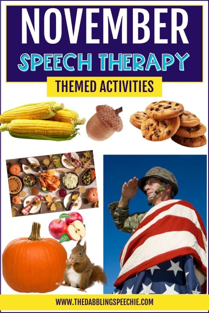 Speech therapy Thanksgiving activities and other festive November themes you can plan for your caseload.