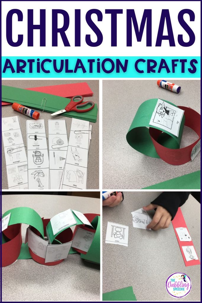 Easy Christmas speech therapy crafts for articulation and phonology.