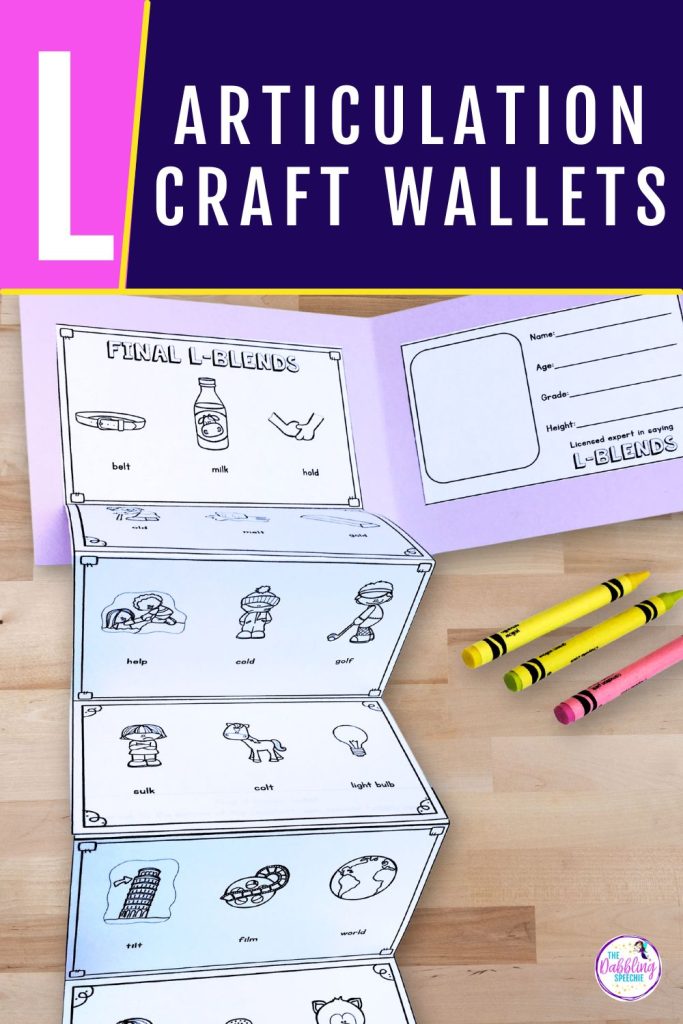 L articulation craft for speech therapy drill practice