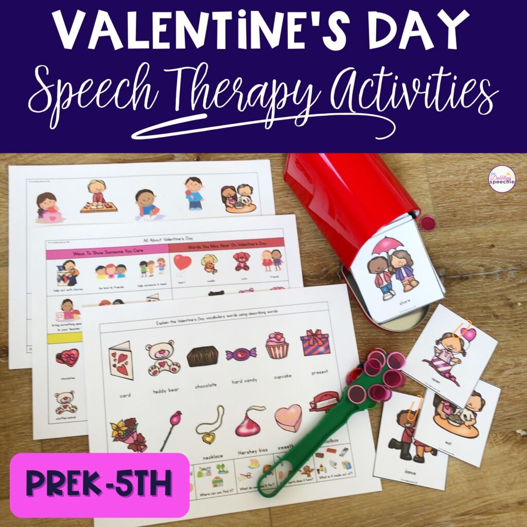 Valentine's Day speech therapy activities for preschool and elementary