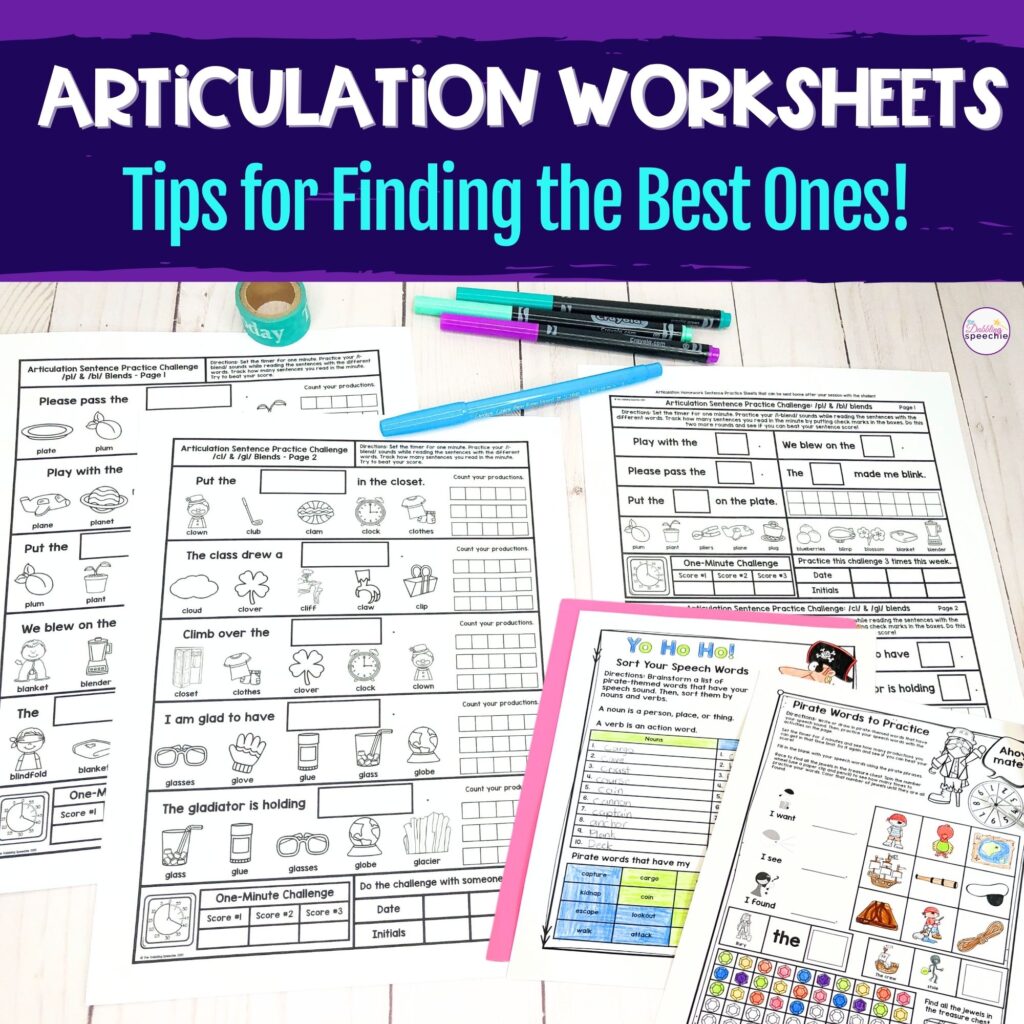 no prep articulation worksheets for speech therapy