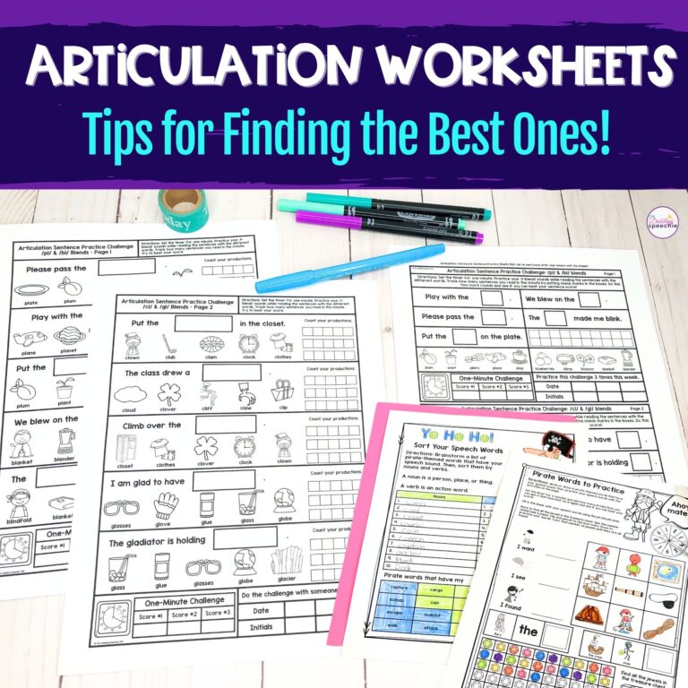 no prep articulation worksheets for speech therapy