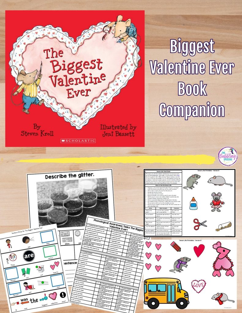 The Biggest Valentine book companion for speech therapy