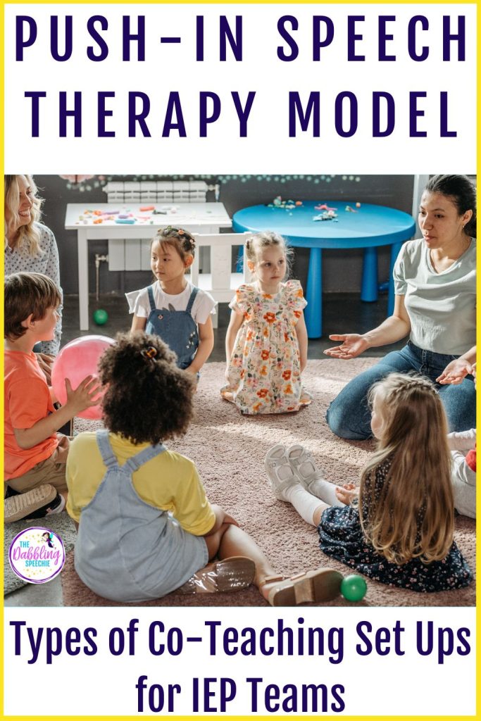 Types of co-teaching special education models for speech therapy and the teacher.