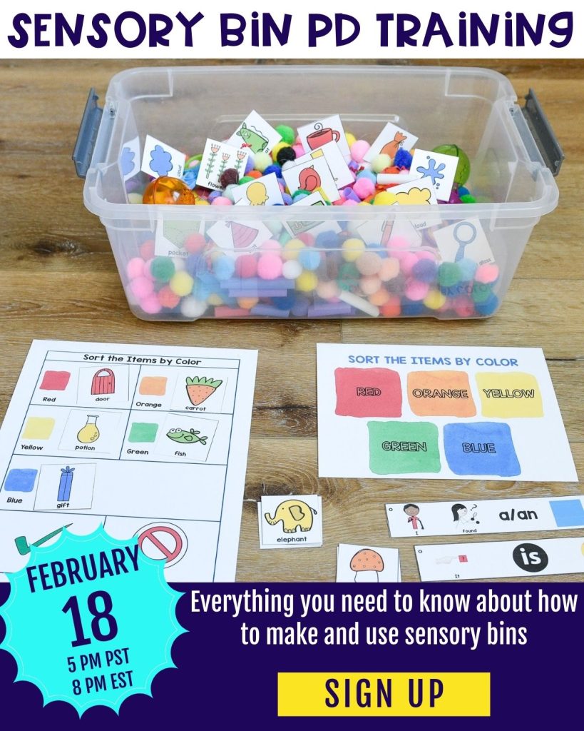 Get ideas for sensory bin training for speech therapy.