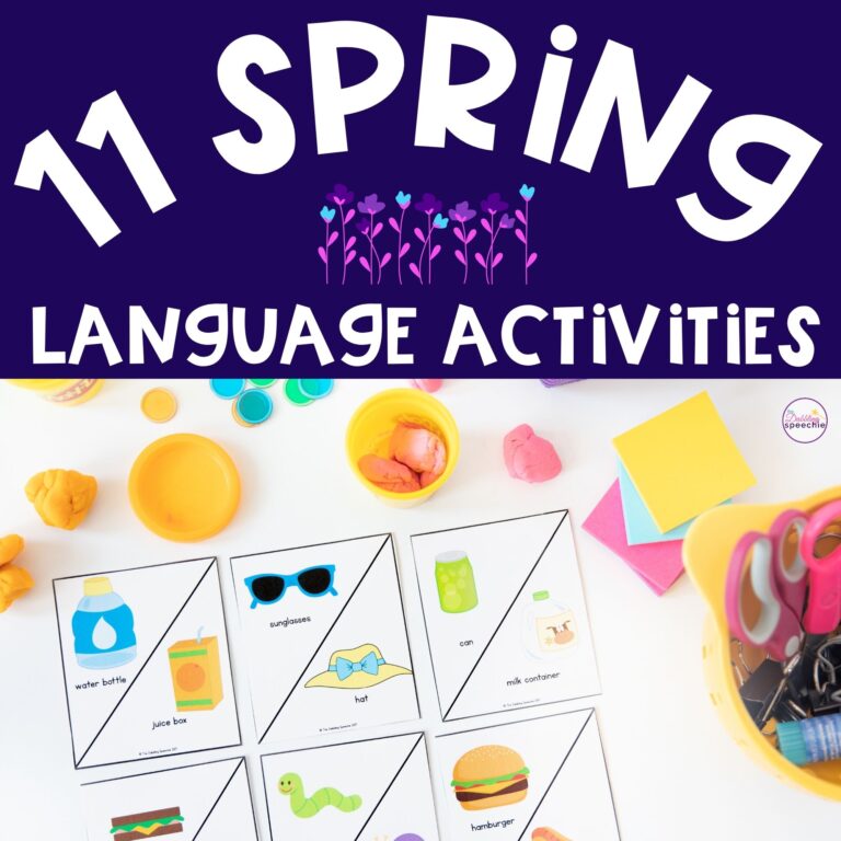 Engaging spring language activities for preschool and elementary speech therapy.