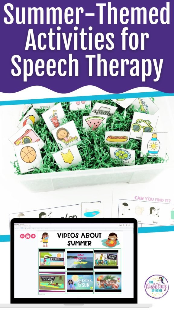 Summer speech therapy activitiets for preschool and elementary