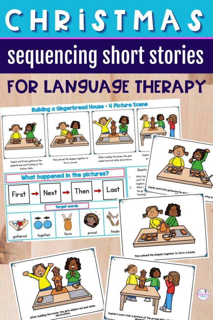 Christmas speech therapy activities for sequencing and language goals