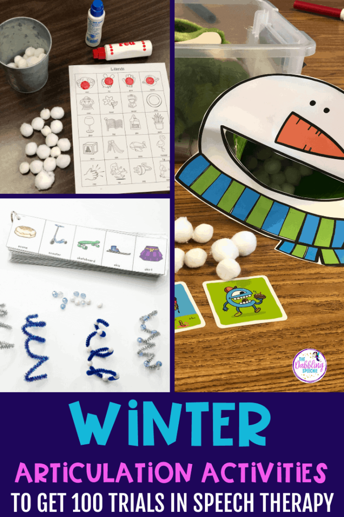 Get easy winter articulation activities for speech therapy drill practice.