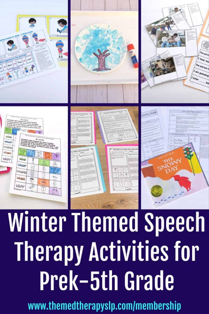 winter speech therapy activities for preschool and elementary