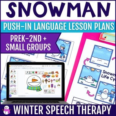 Get this snowman speech therapy language push-in lesson plan