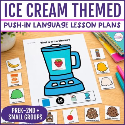 Ice cream speech therapy activities for preschool and kindergarten.
