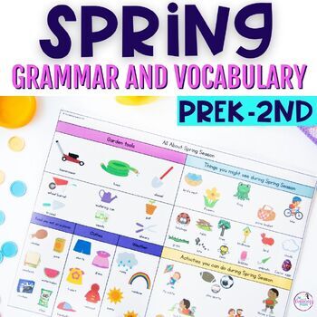 Spring Vocabulary Speech Therapy Activities for Verbs, Wh-Q's, Describing & More