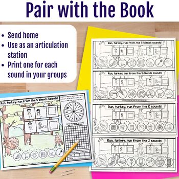 Run Turkey Run Thanksgiving Articulation Worksheets Words & Phrases W/ Homework - Image 2