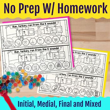 Run Turkey Run Thanksgiving Articulation Worksheets Words & Phrases W/ Homework - Image 3