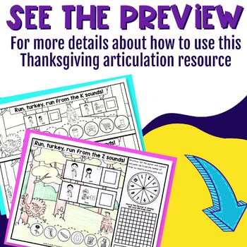 Run Turkey Run Thanksgiving Articulation Worksheets Words & Phrases W/ Homework - Image 4