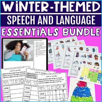 Winter Speech and Language Activities Bundle W/ Crafts, Worksheets & More!