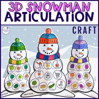3D Snowman Articulation Craft Winter Sneezy the Snowman Craft for Speech Therapy