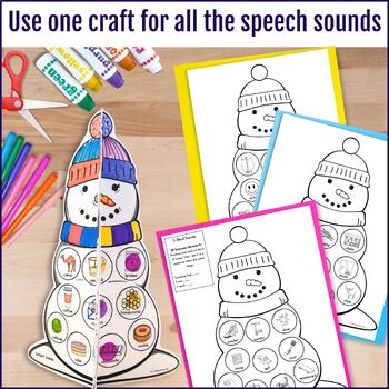 3D Snowman Articulation Craft Winter Sneezy the Snowman Craft for Speech Therapy - Image 3