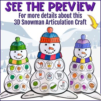 3D Snowman Articulation Craft Winter Sneezy the Snowman Craft for Speech Therapy - Image 4
