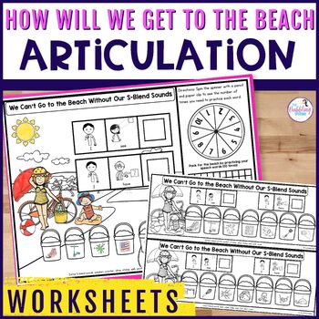 Summer Speech Therapy Articulation Worksheets for a Beach Theme W/ Homework