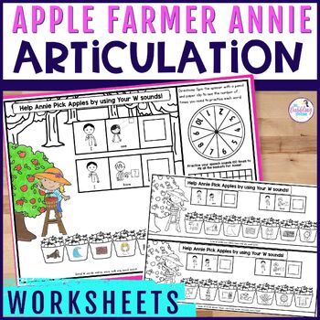 Apple Articulation Worksheets for Fall Speech Therapy with Apple Farmer Annie