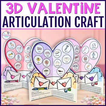 3D Valentine's Day Speech Crafts for Articulation K,S,L,R,R-blends,TH, SH, etc.