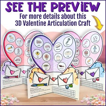 3D Valentine's Day Speech Crafts for Articulation K,S,L,R,R-blends,TH, SH, etc. - Image 4