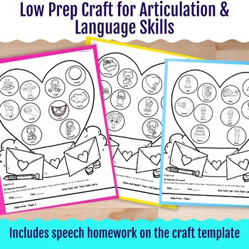 3D Valentine's Day Speech Therapy Craft Articulation and Language Activities - Image 3
