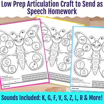3D Spring Articulation Butterfly Craft For Speech Therapy K, G, S, R, L, TH, etc - Image 2